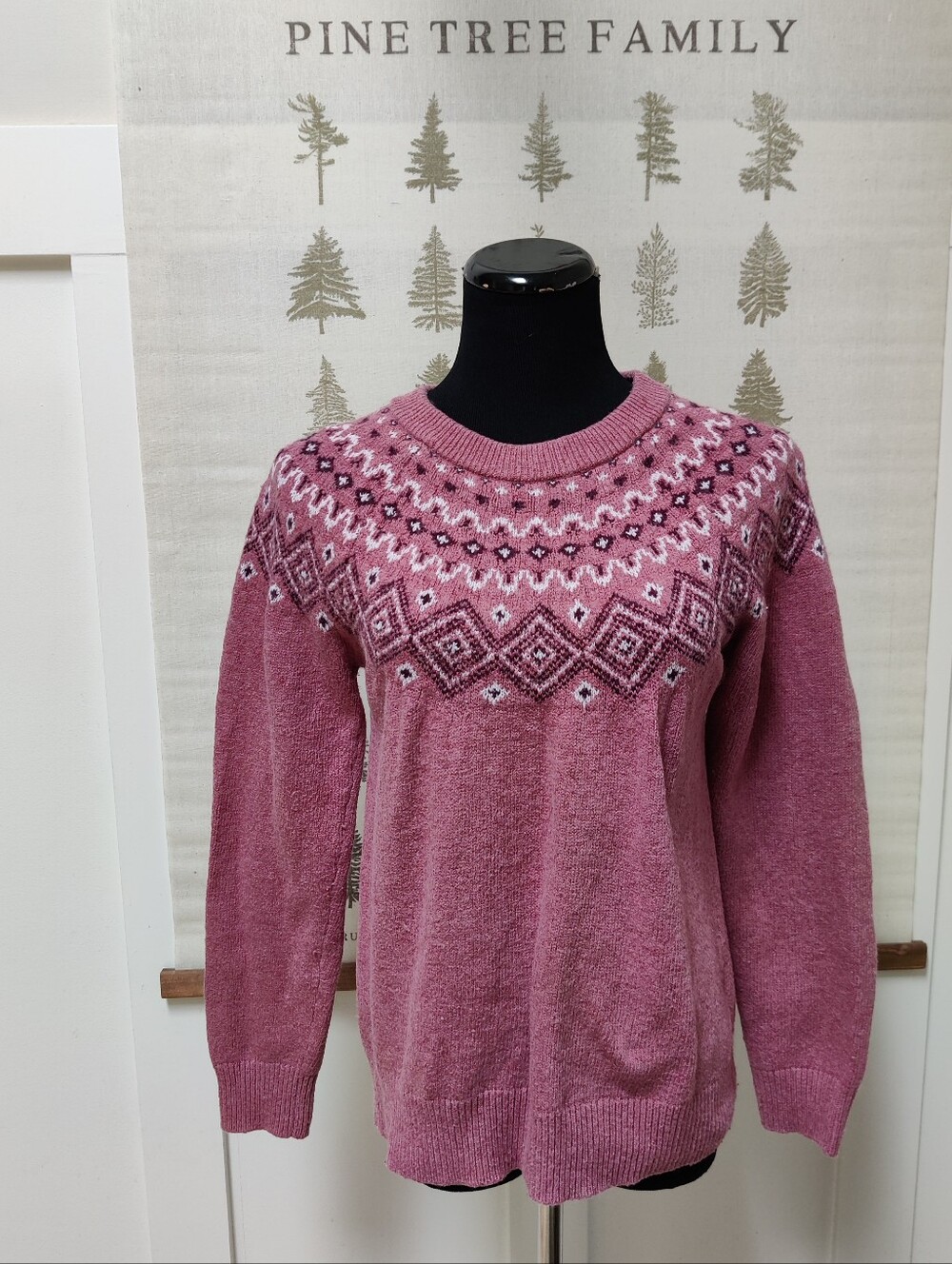 Sunice Stormpack but Pink Fair Isle Wool Blend Crewneck Sweater -  L